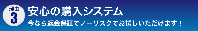 理由03:安心の購入システム 今なら返品保証でノーリスクでお試しいただけます!