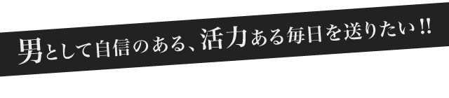 男として自信のある、活力のある毎日を送りたい!!
